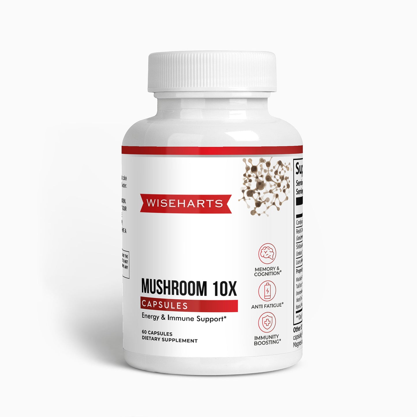 Wiseharts Mushroom 10x Supports Energy and Immunity. 