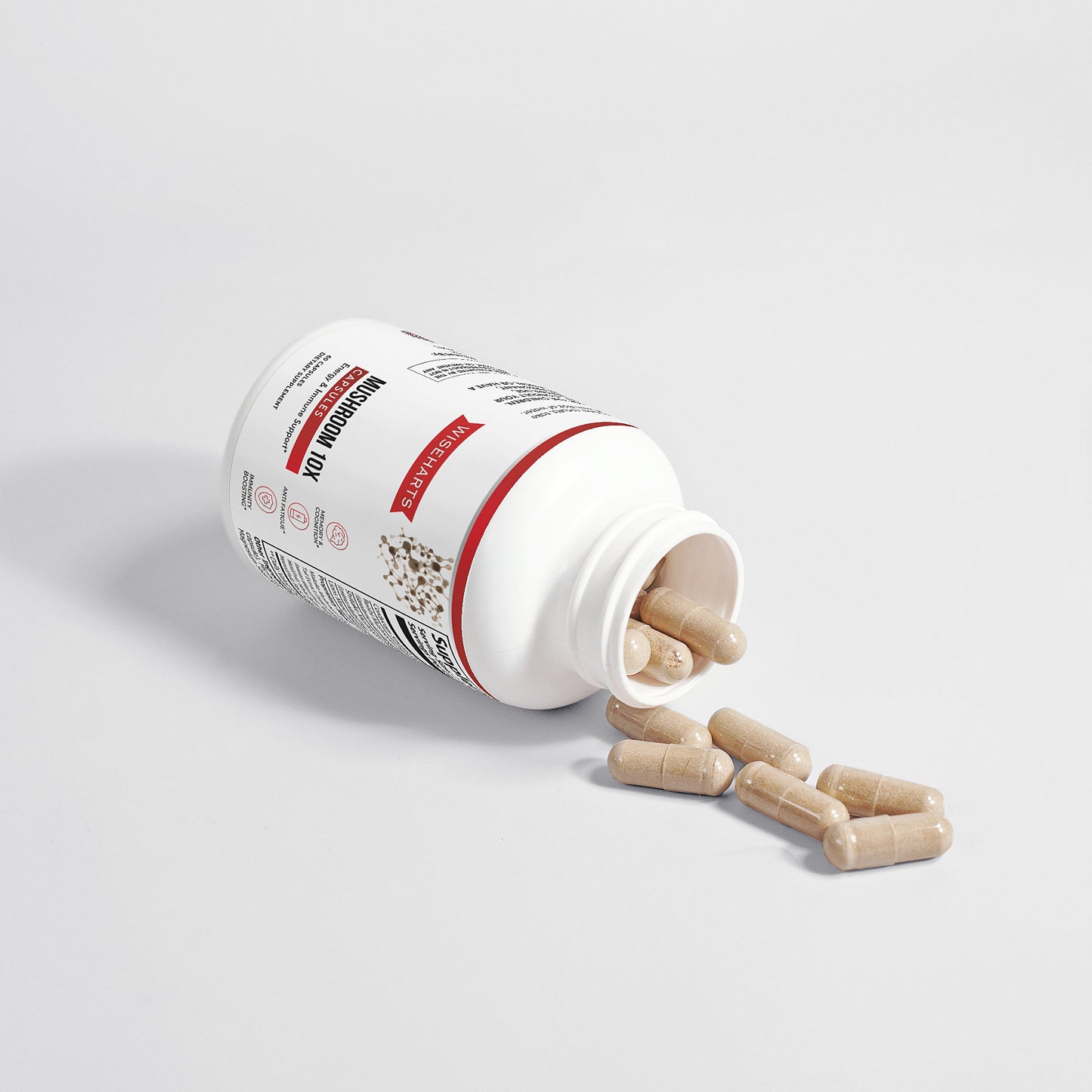 Mushroom 10x Capsules for energy and immune support. 