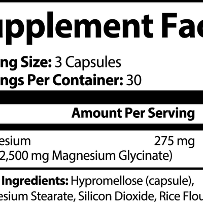 Supplement Facts for Wiseharts Magnesium Glycinate