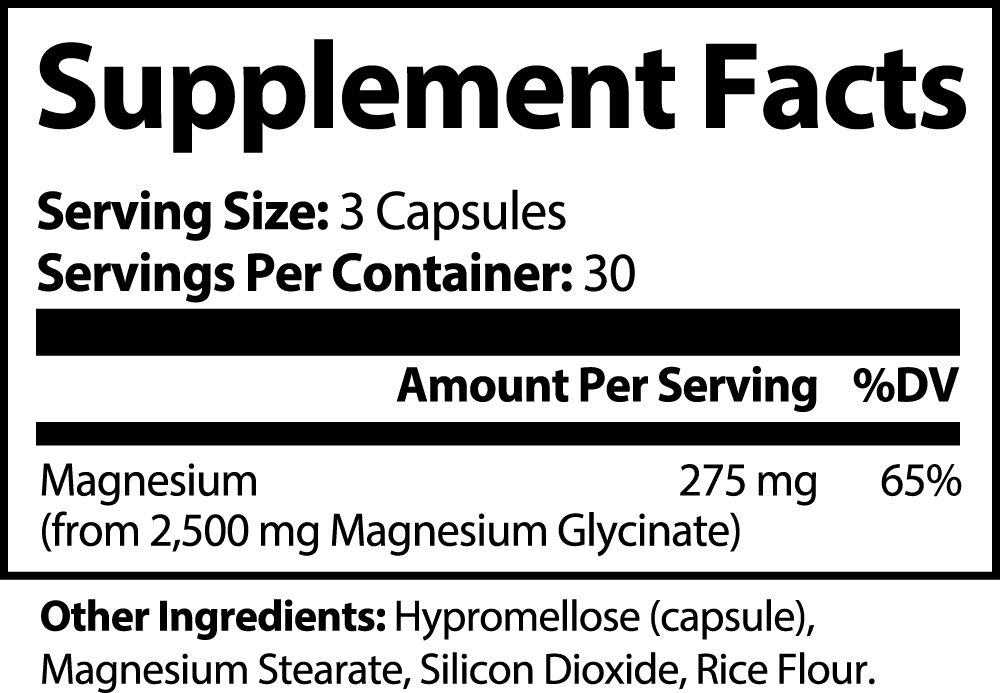 Supplement Facts for Wiseharts Magnesium Glycinate