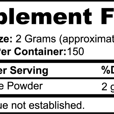 Supplement facts for L-Glutamine.