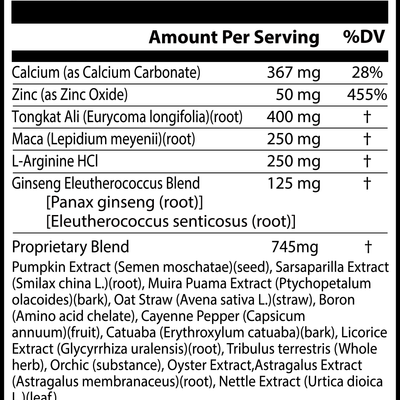 Supplement Facts for Wiseharts BDE male enhancement tablets.